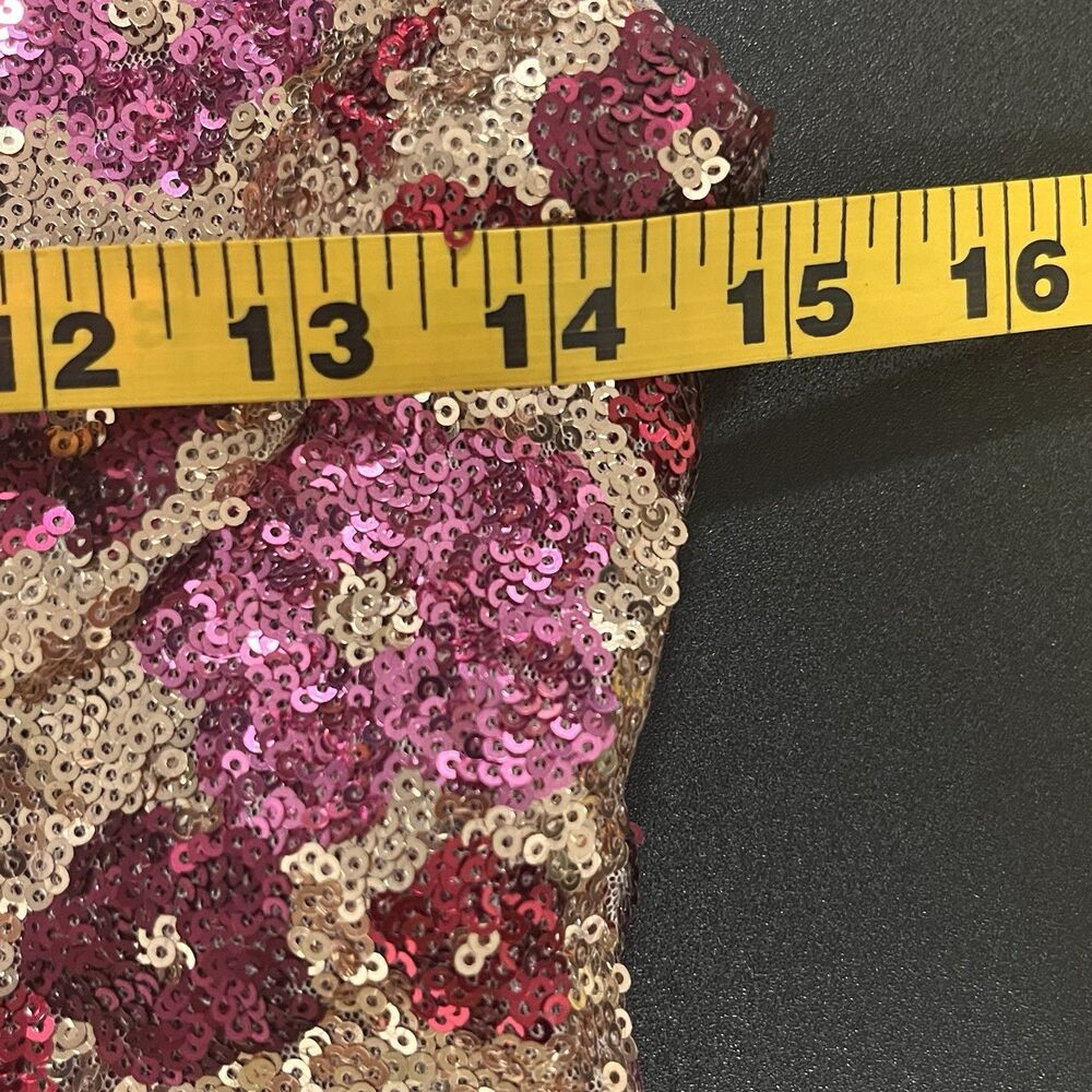 Cider Womens Floral Sequin Scoop Neckline Mini Dress Floral Size S Y2K Party - Picture 8 of 10